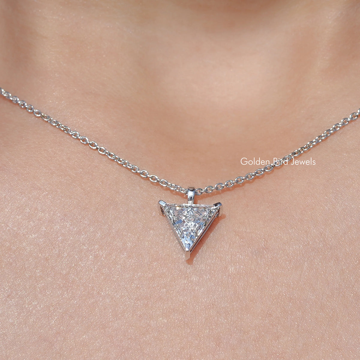 Triangle Cut Lab Diamond Solitaire Necklace