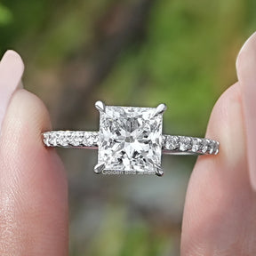 Princess Cut Lab Diamond Solitaire Accent Ring