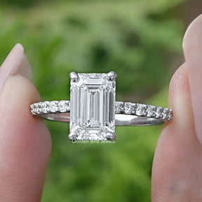 Emerald Cut Solitaire Accent Lab Diamond Ring