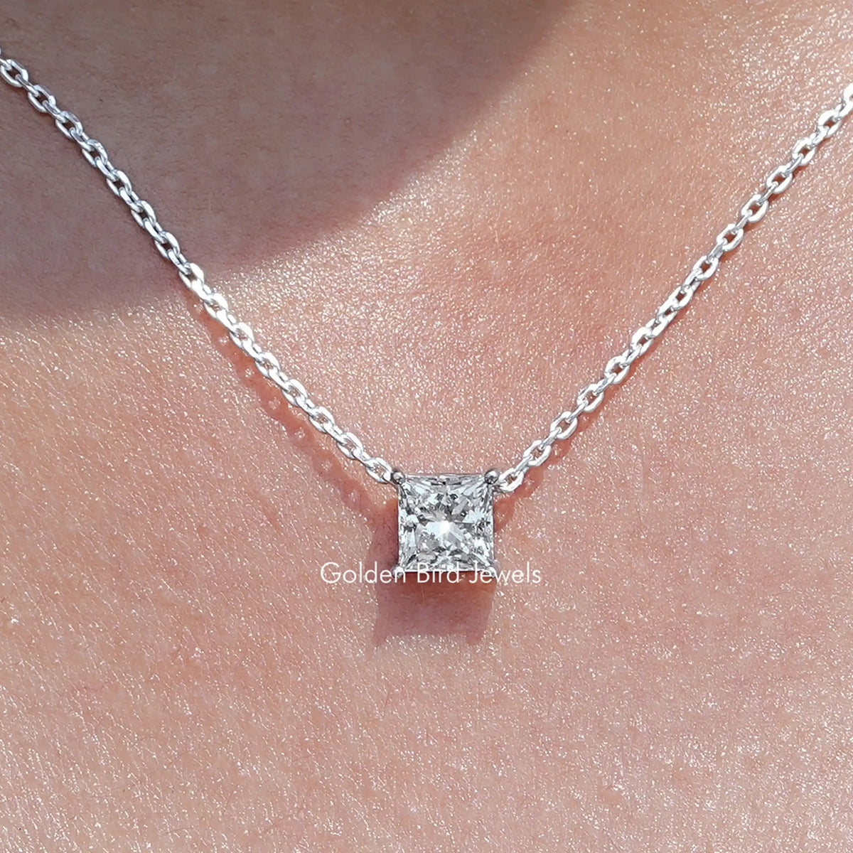 Princess Cut Lab Diamond Solitaire Pendant