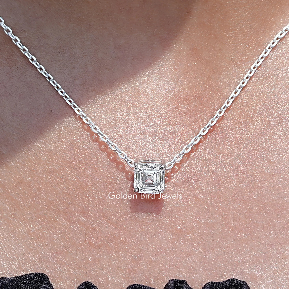 Asscher Cut Lab Diamond Solitaire Pendant