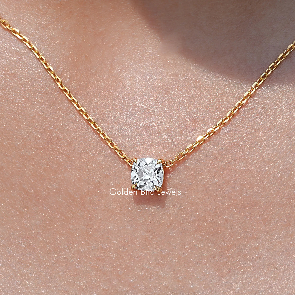 Square Old Mine Cushion Cut Diamond Pendant
