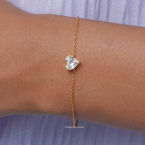Heart Shaped Diamond Solitaire Chain Bracelet