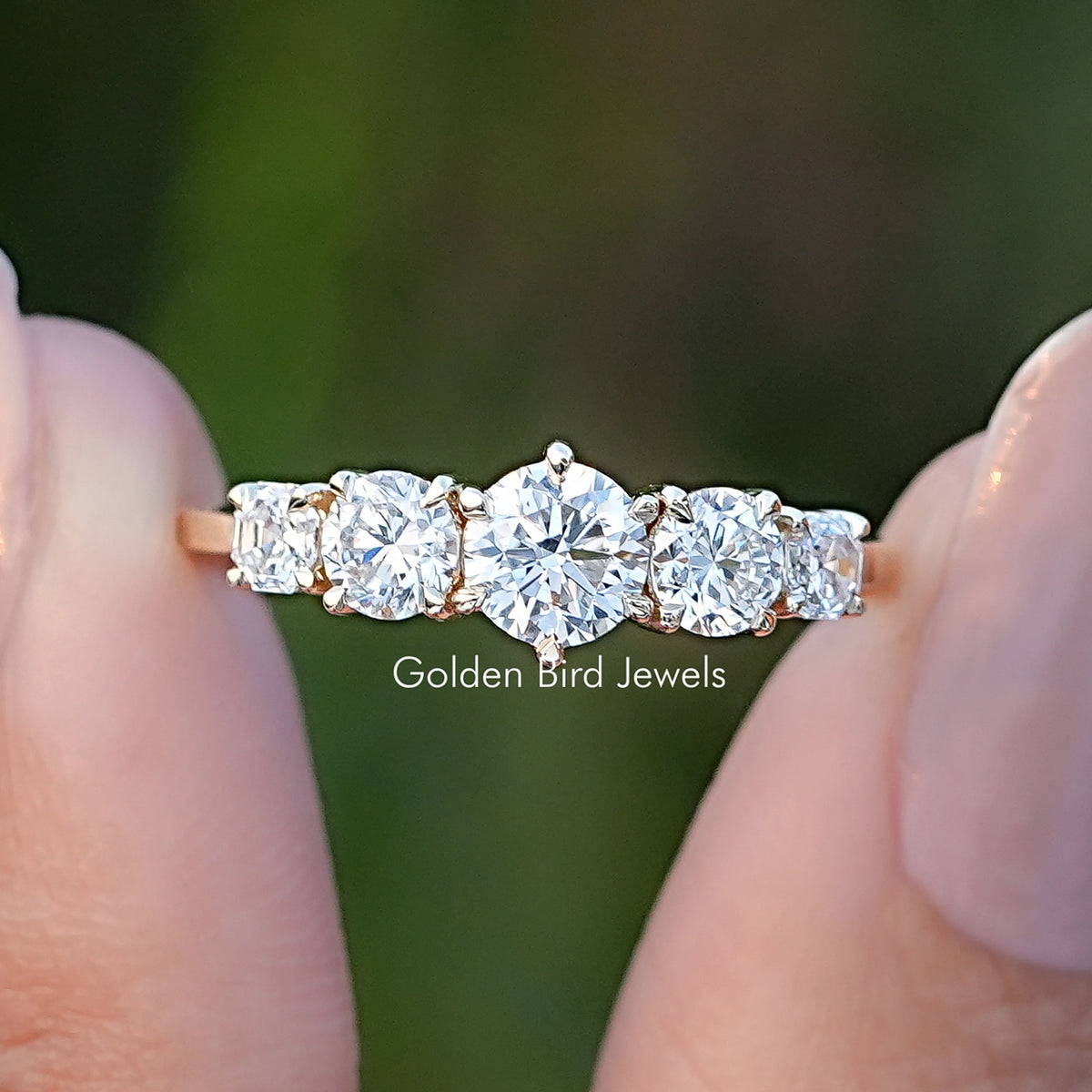 Octagon And Round Cut Lab Diamond Five Stone Ring