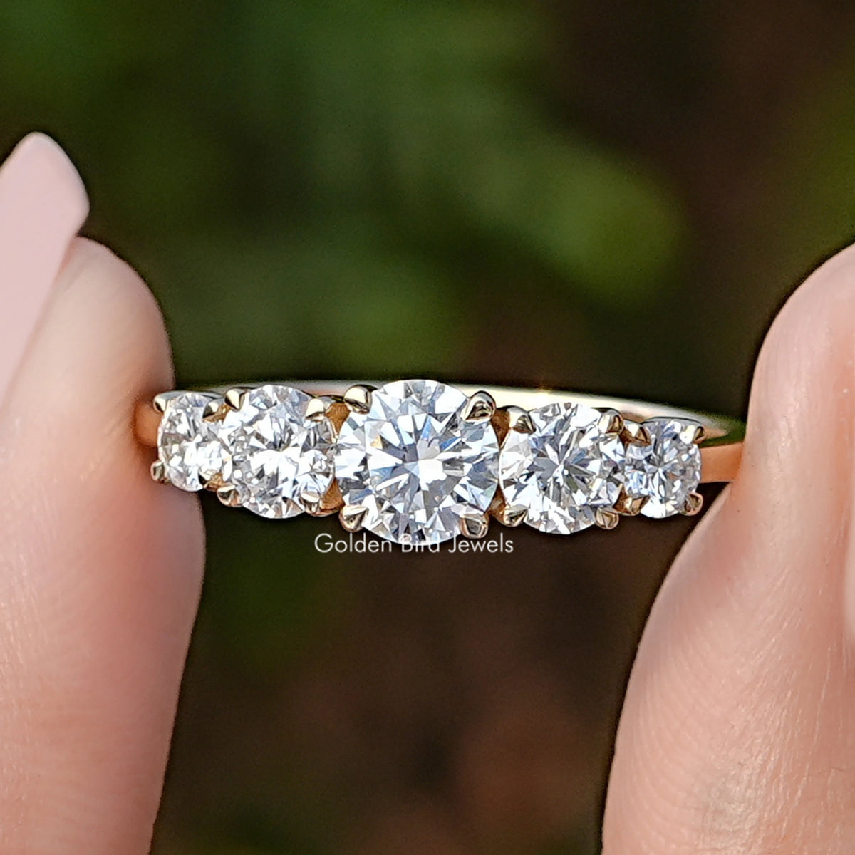 Lab Diamond Round Five Stone Accent Ring
