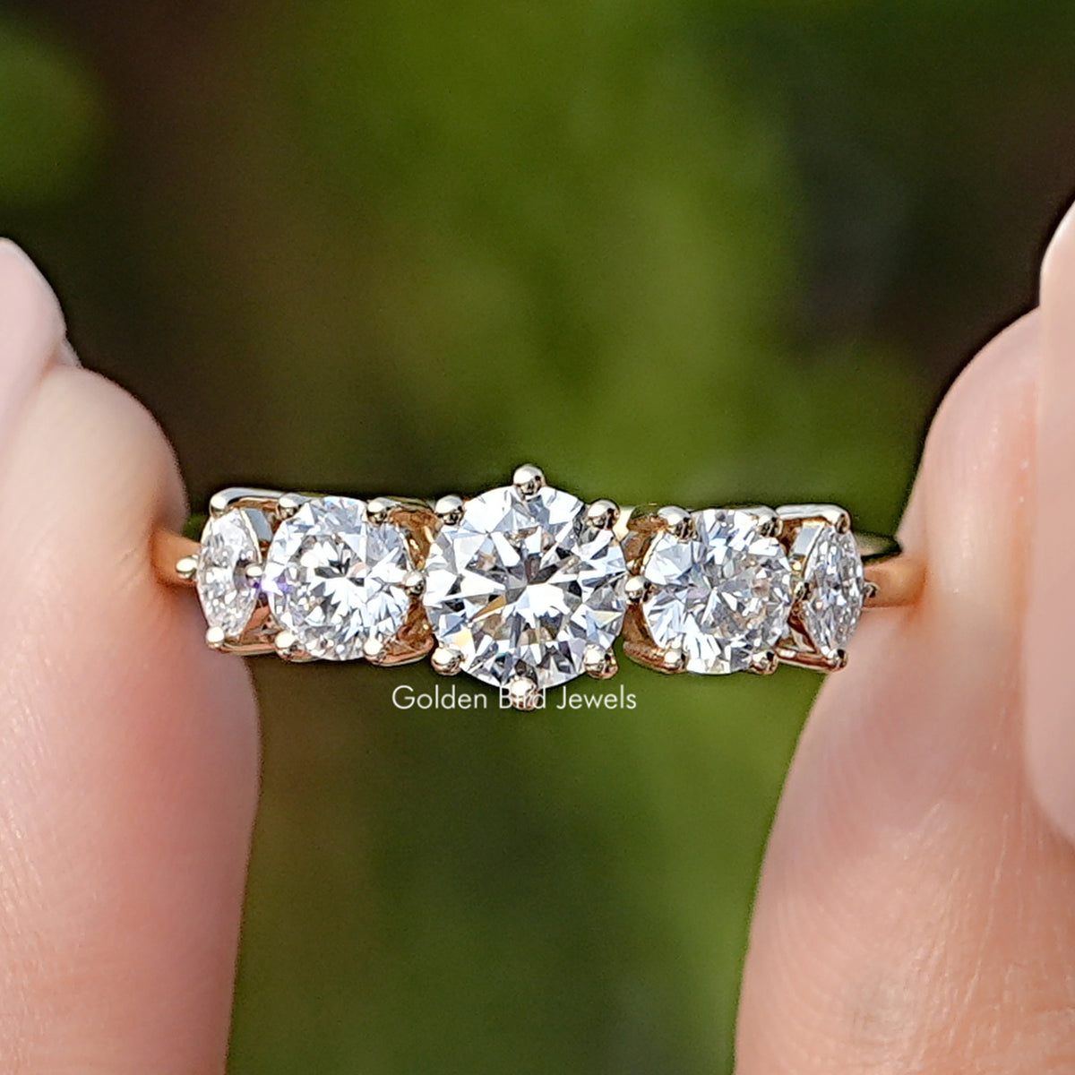 Five Stone Round Lab Diamond Accent Ring