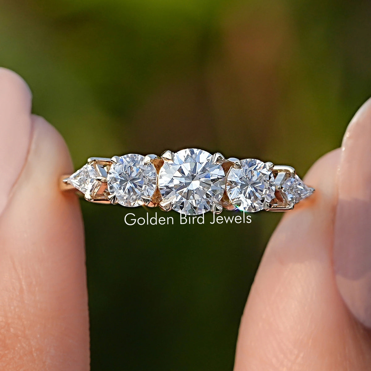 Lab Diamond Kite And Round Cut 5 Stone Ring