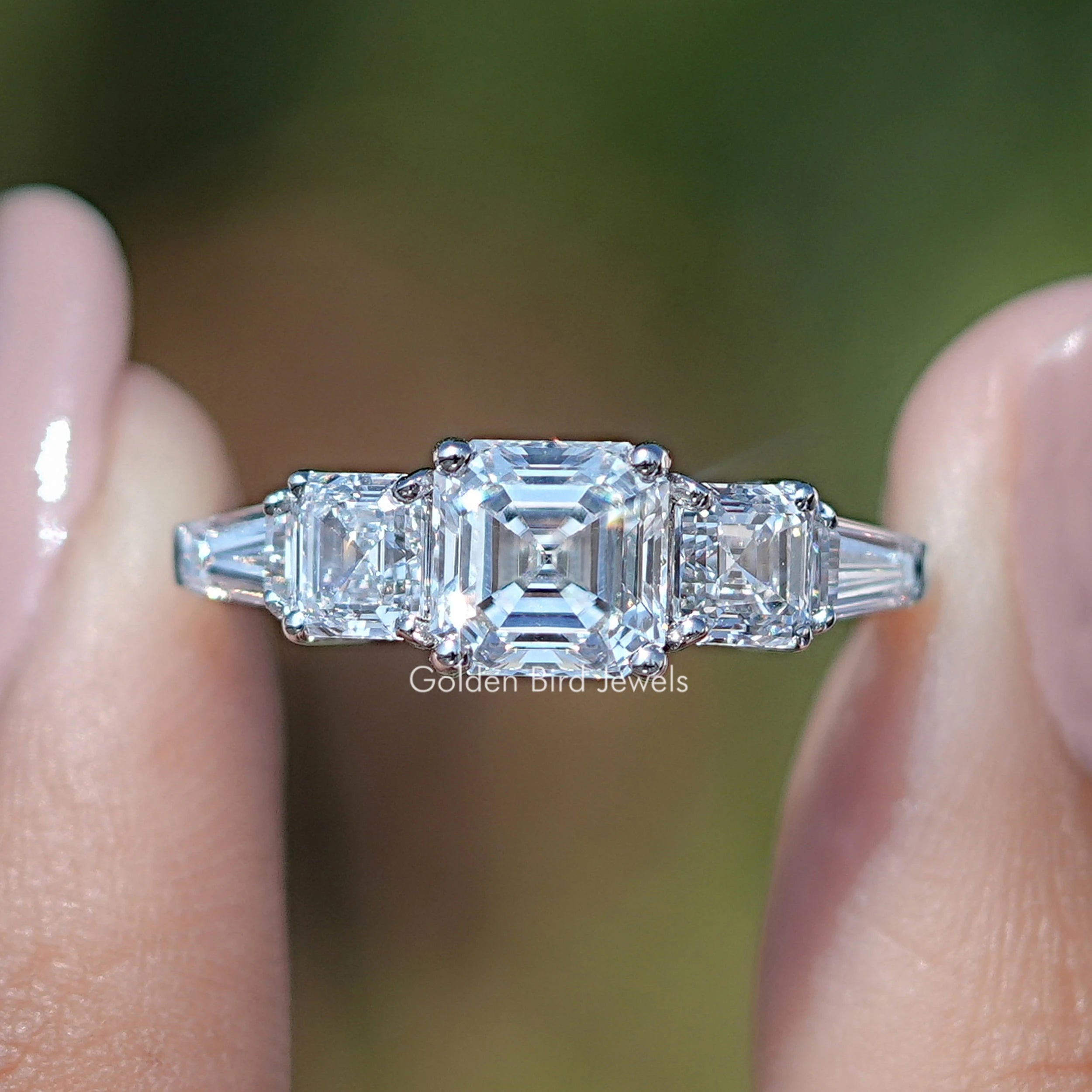 Asscher And Tapered Baguette Cut Diamond Ring – goldenbirdjewels