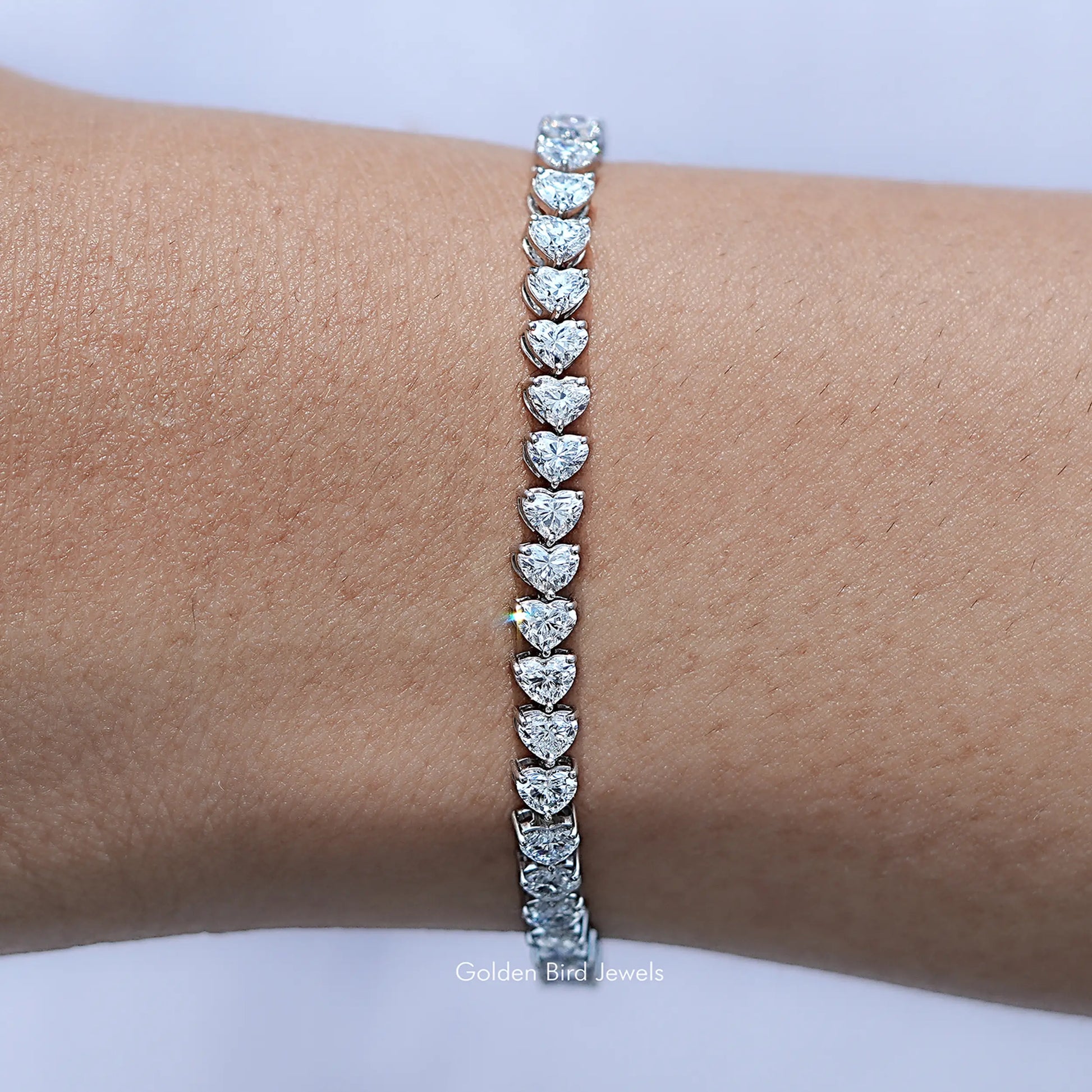 View Of Heart Shaped Lab Diamond Tennis Bracelet	
