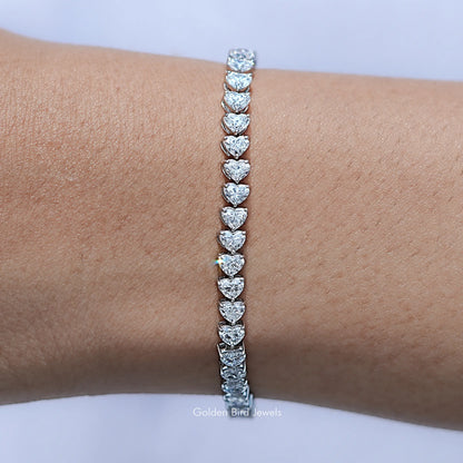View Of Heart Shaped Lab Diamond Tennis Bracelet	
