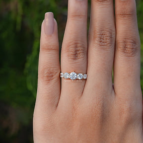 View of Octagon And Round Cut Lab Diamond Ring In Yellow Gold