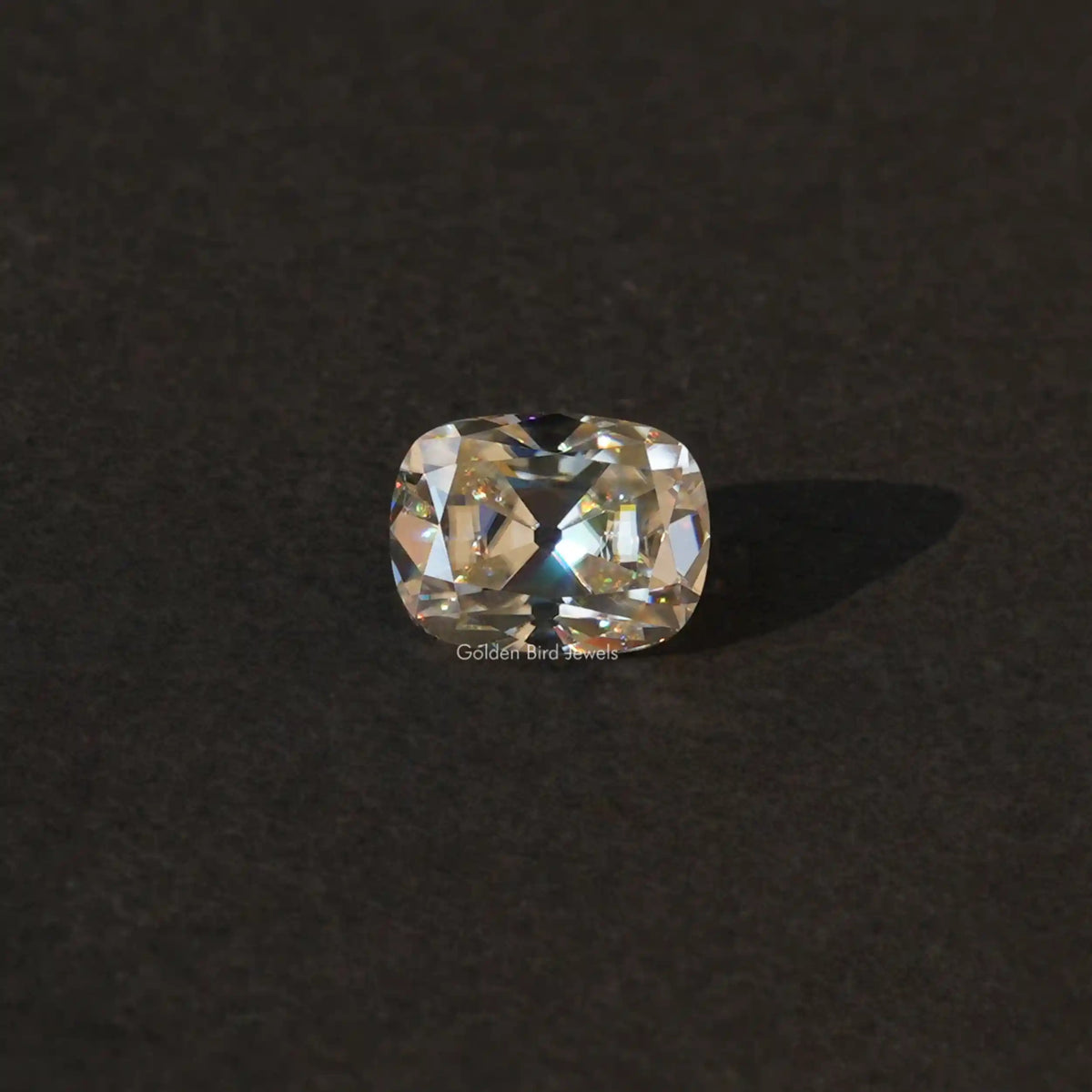 [This old mine cushion cut loose moissanite stone made of off white]-[Golden Bird Jewels]