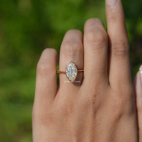 Off-White Old Mine Cut Moval Moissanite Ring