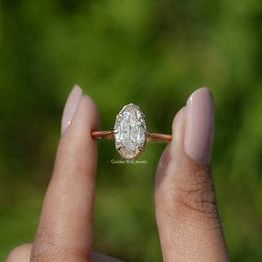 Off-White Old Mine Cut Moval Moissanite Ring