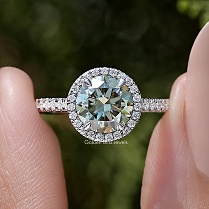 Old European Round Cut Moissanite Accent Ring