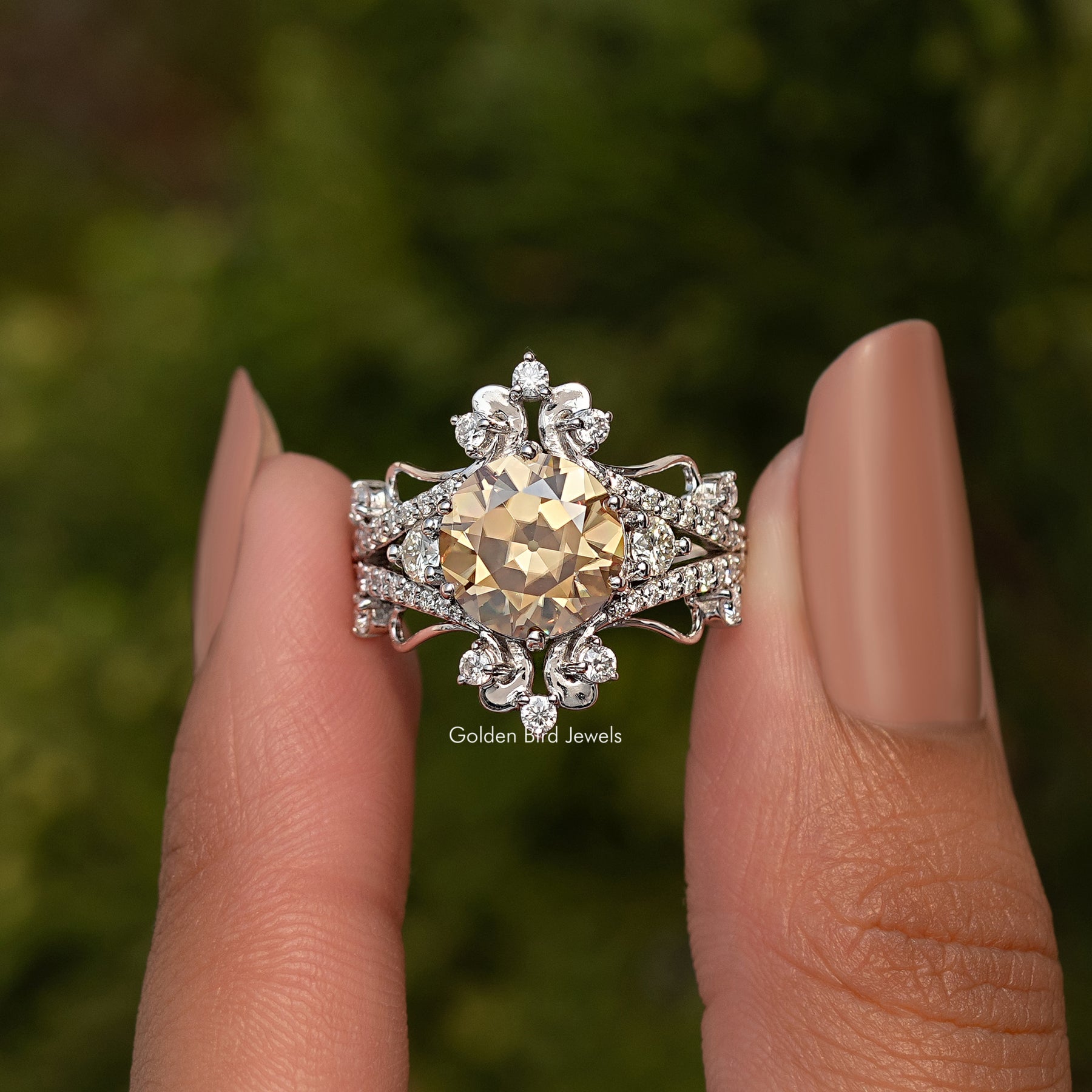 Old European Round Cut Moissanite Ring