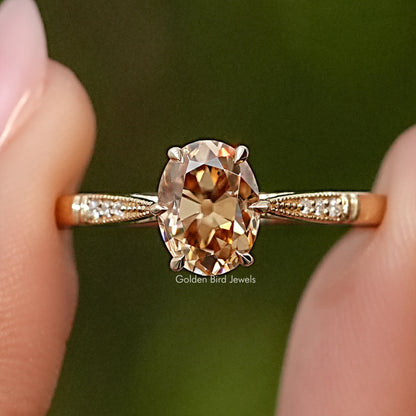 Old Mine Oval Moissanite Solitaire Engagement Ring