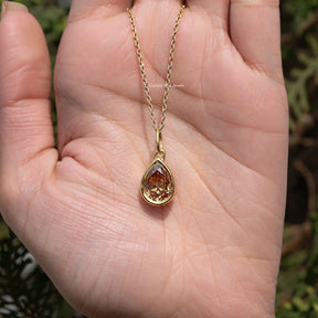 Champagne Old Mine Pear Cut solitaire Pendent