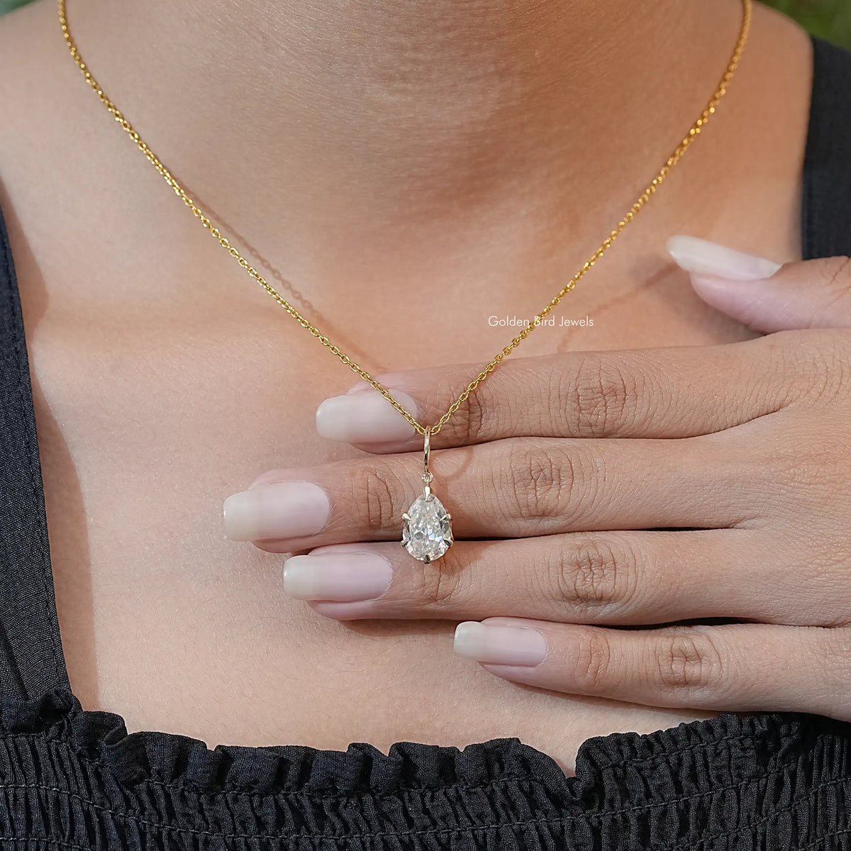 Old Mine Pear Cut Moissanite Solitaire Pendant