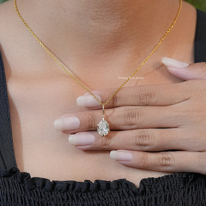 Old Mine Pear Cut Moissanite Solitaire Pendant