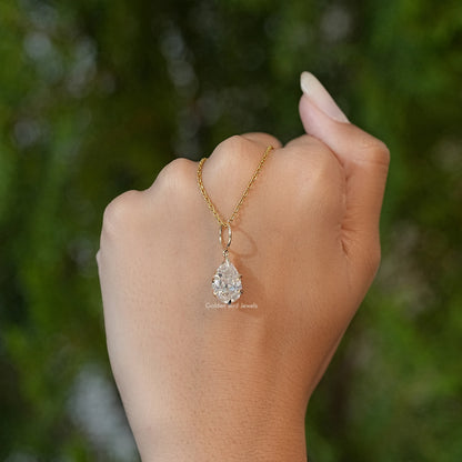 Old Mine Pear Cut Moissanite Solitaire Pendant