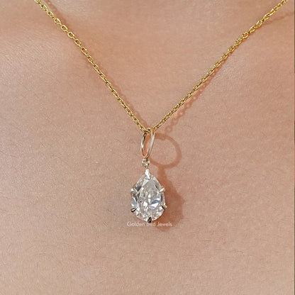Old Mine Pear Cut Moissanite Solitaire Pendant