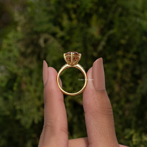 Old Mine Cut Pear Champagne Accent Set Engagement Ring