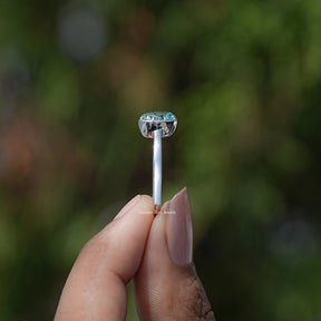 Blue Old Mine Oval Moissanite Solitaire Ring