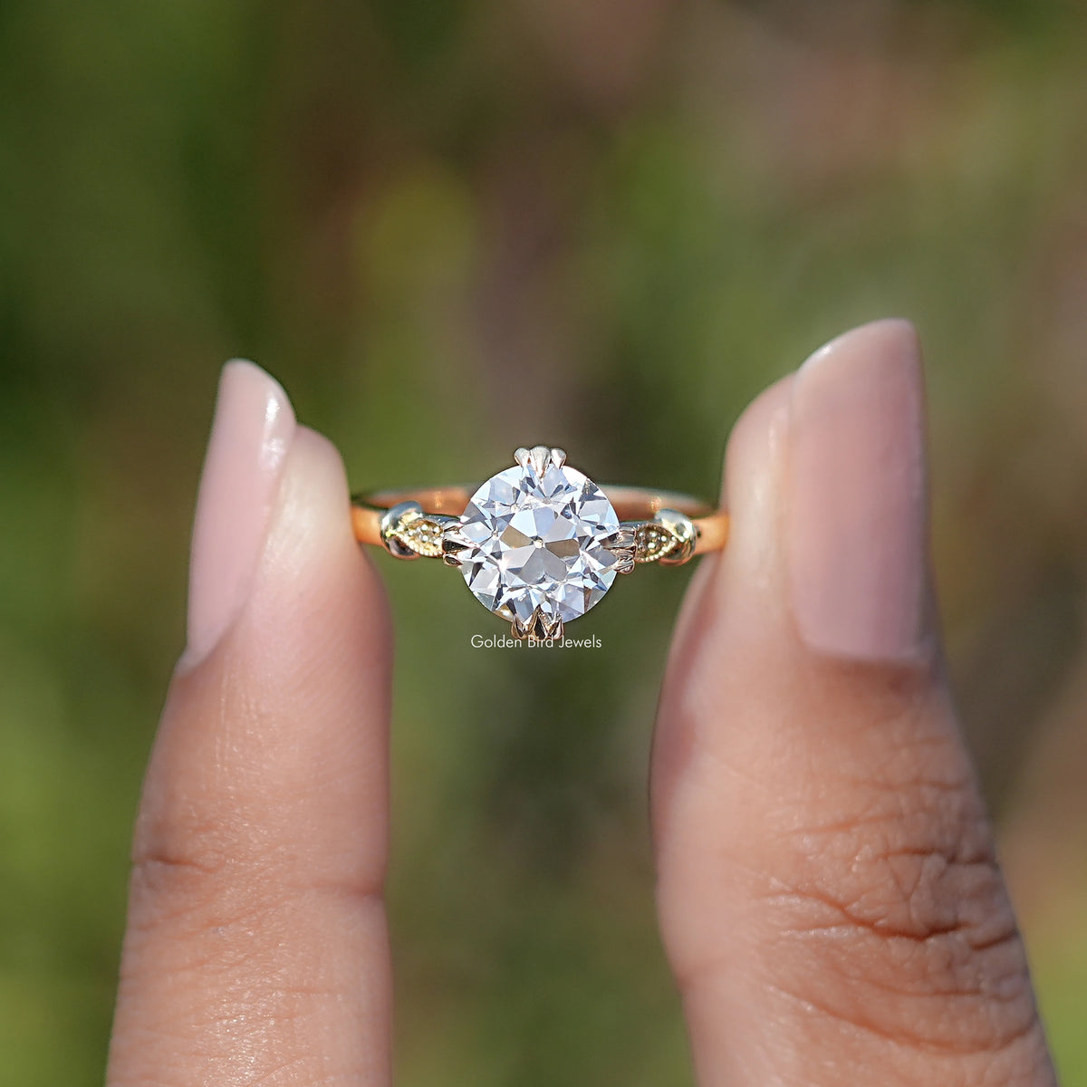 Old European Round Moissanite Accent Ring