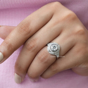 Old European Round Cut Moissanite Ring In White Gold