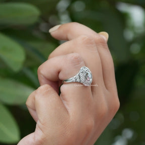 Detailed View of Old European Round Cut Moissanite Ring In White Gold