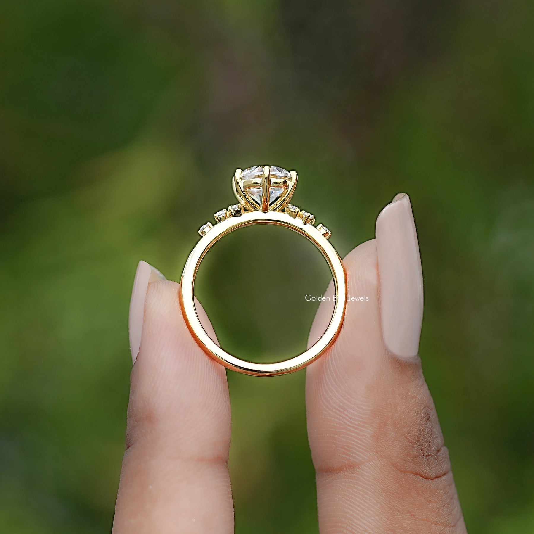 Back View Ring Old European Round Accent Stone Ring