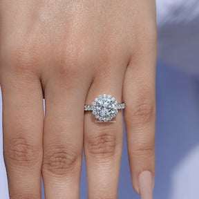 Old European Round Lab Diamond Halo Accent Ring