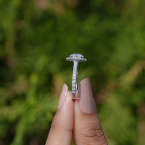 Old European Round Lab Diamond Halo Accent Ring