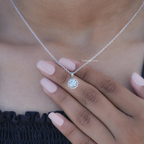 Old European Round Lab Diamond Halo Pendant