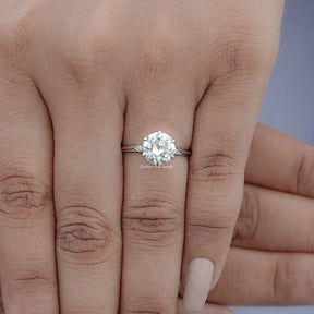 Old European Round Moissanite Accent Engagement Ring