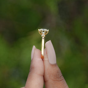 Moissanite Old European Cut Round Accent Stone Ring