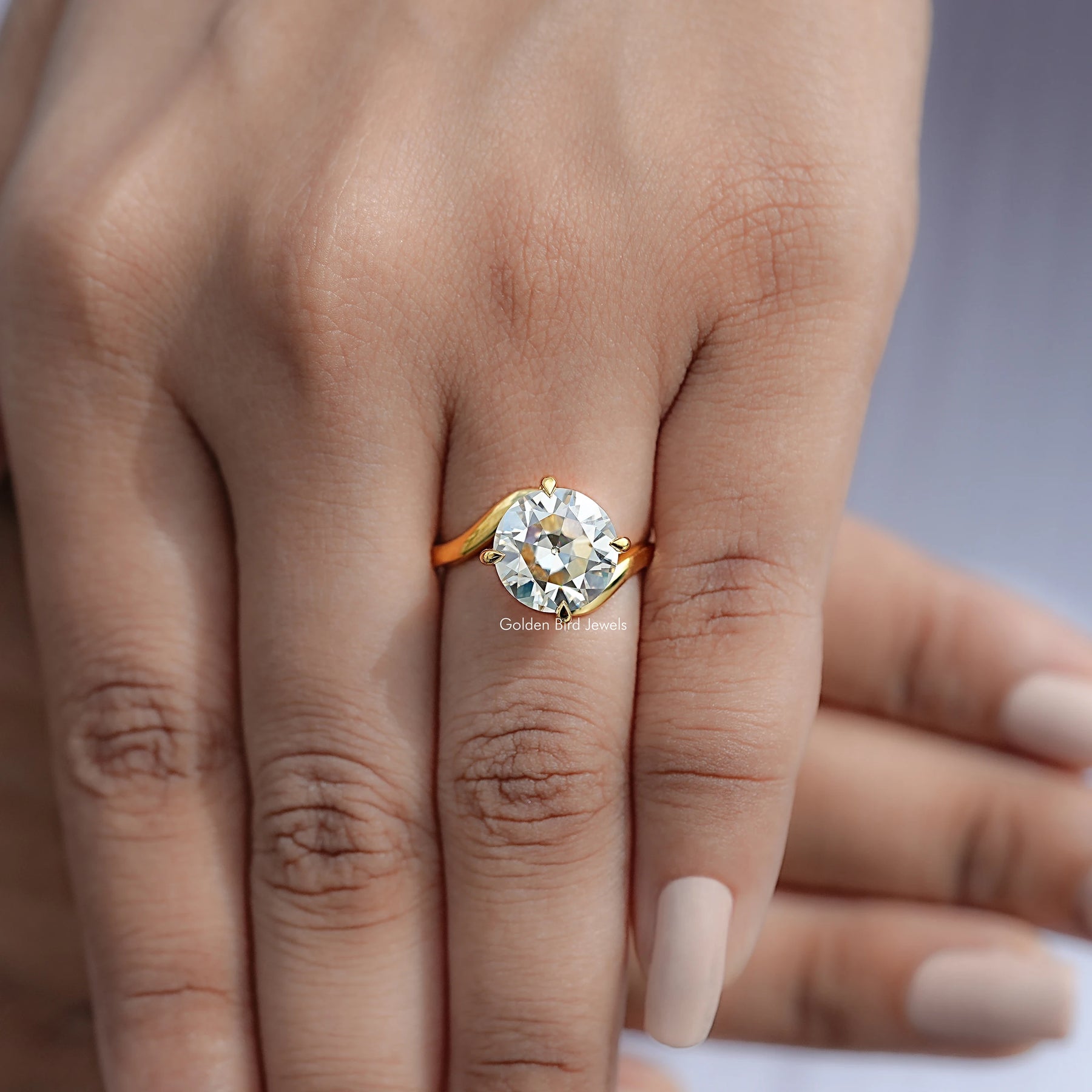 Old European Round Moissanite Bypass Ring