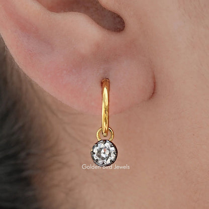 Old European Cut Round Moissanite Dangle Earrings