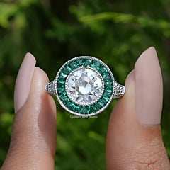 Old European Cut Round Moissanite Halo Ring