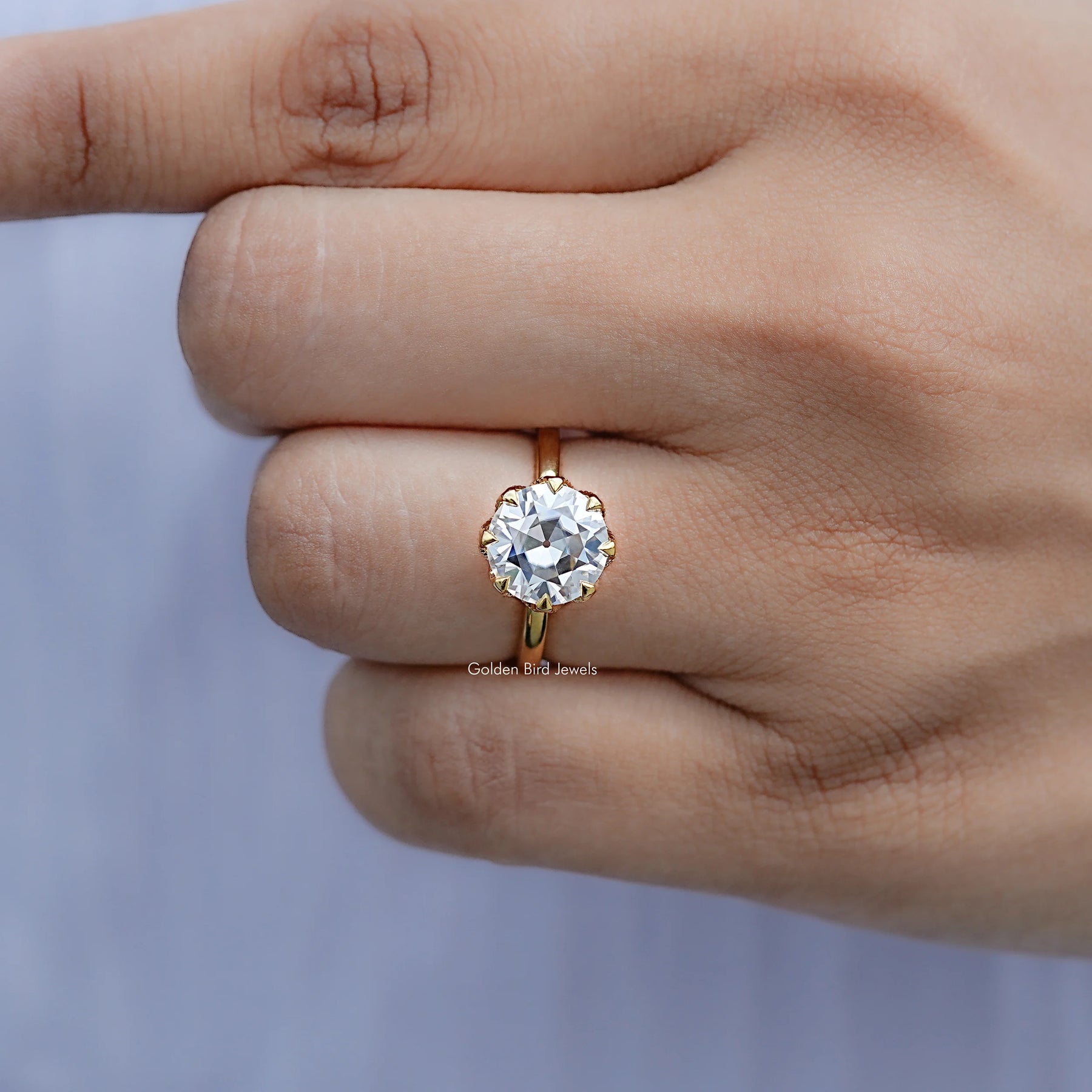 Old European Cut Round Moissanite Solitaire Ring