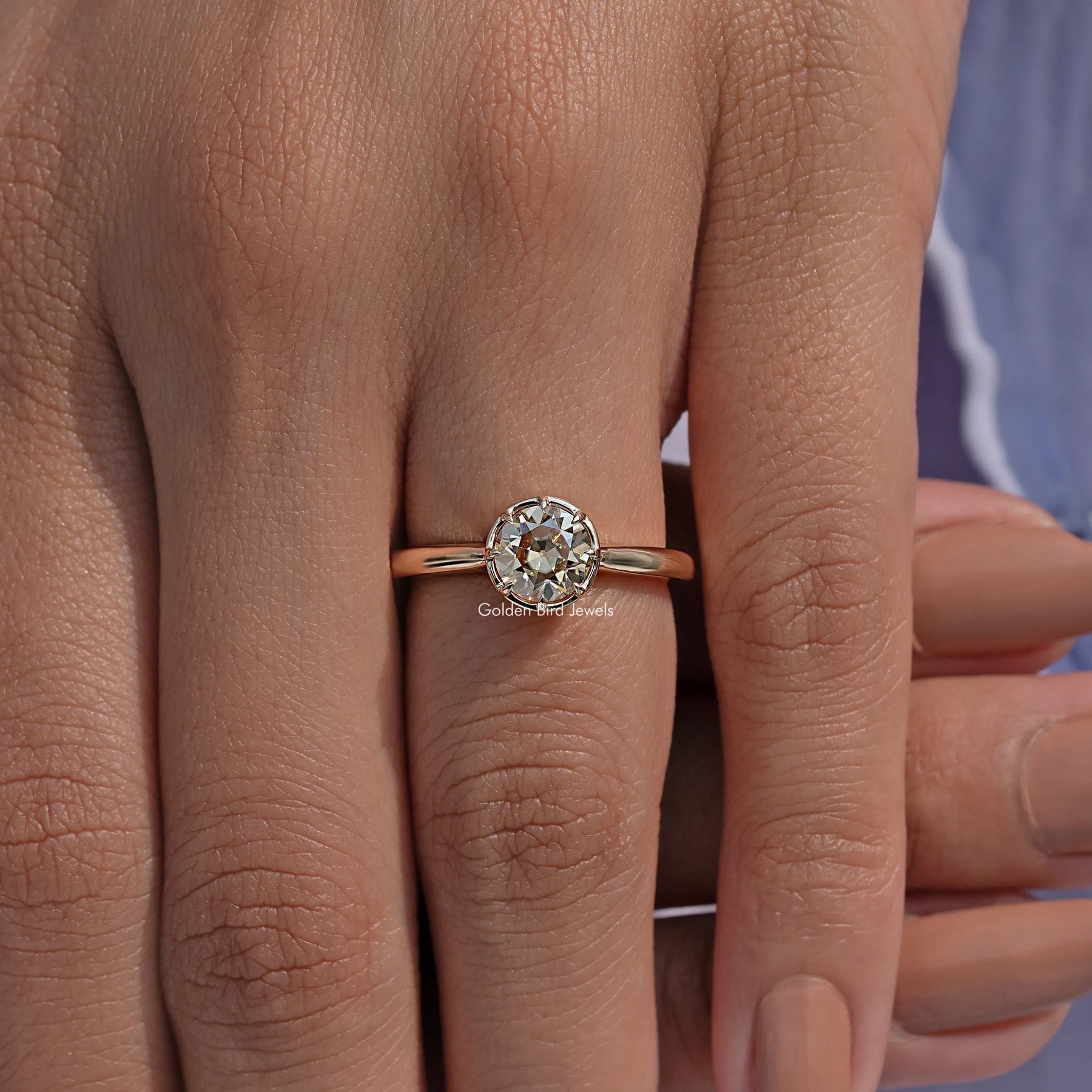 Old European Cut Round Moissanite Ring