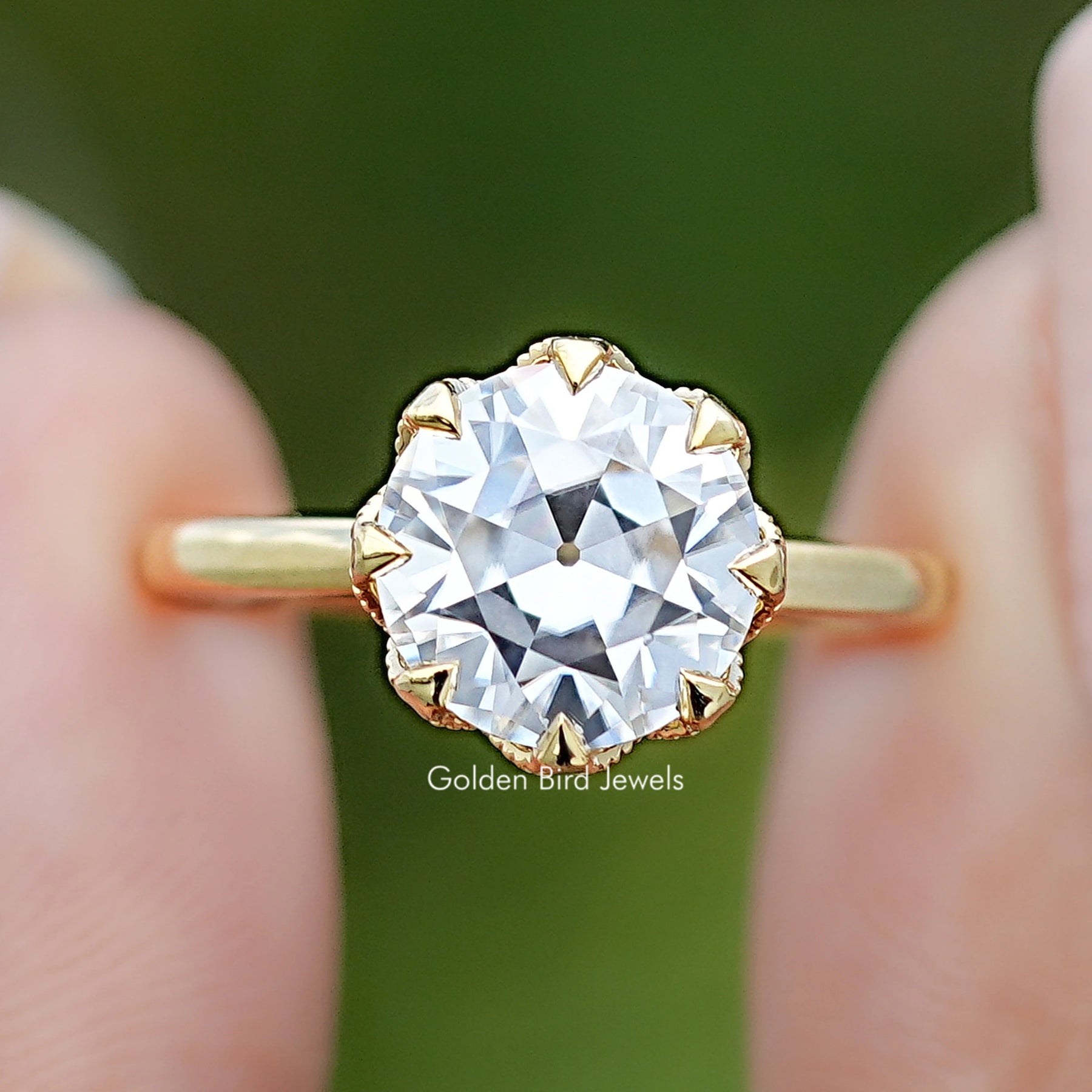 Old European Cut Round Moissanite Solitaire Ring
