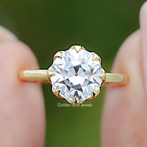 Old European Cut Round Moissanite Solitaire Ring