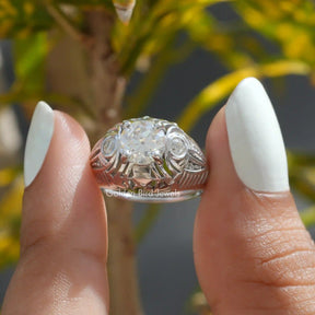 Old European Cut Round Moissanite Vintage Ring