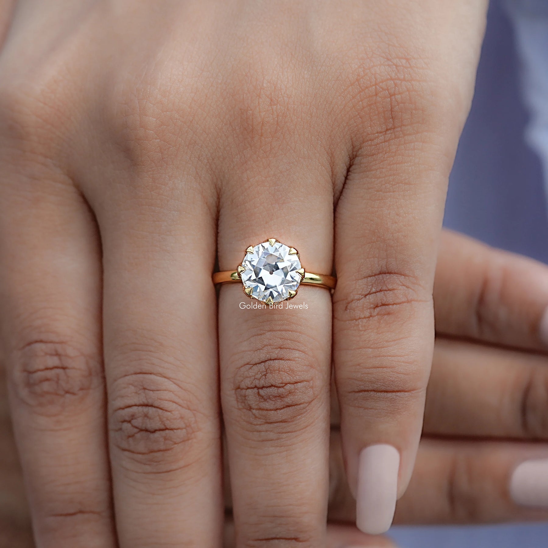 Old European Cut Round Moissanite Solitaire Ring