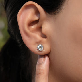 Old European Round Cut Milgrain Bezel Set Earrings
