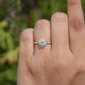 Old European Round Moissanite Halo Accent Ring