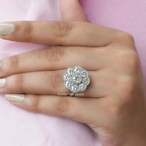 Old European Round Cut Moissanite Halo Ring