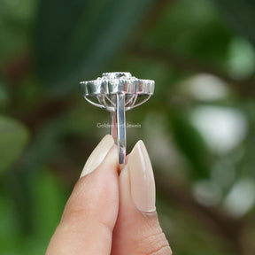 Old European Round Cut Moissanite Halo Ring
